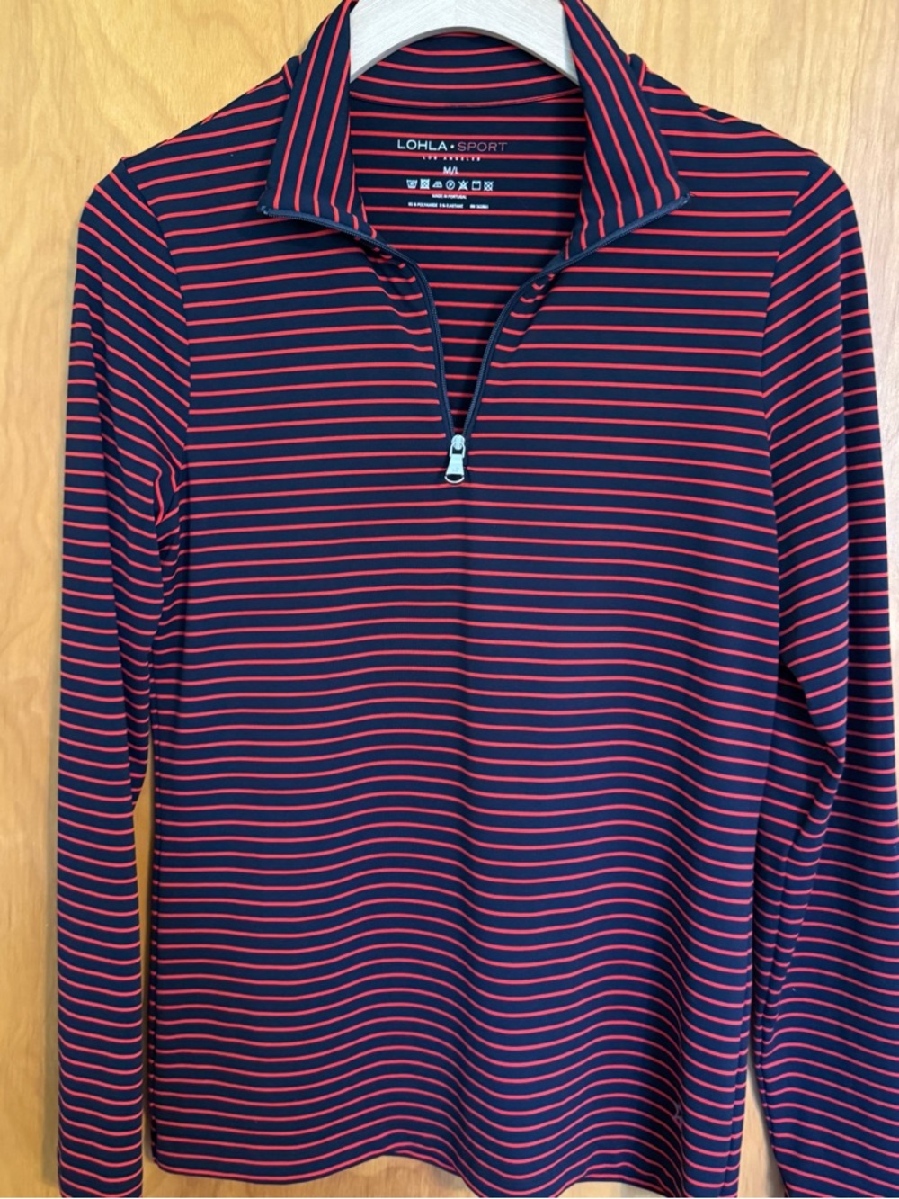 LOHLA Sport Navy & Red Striped Quarter-Zip Pullover Women Size M/L Golf